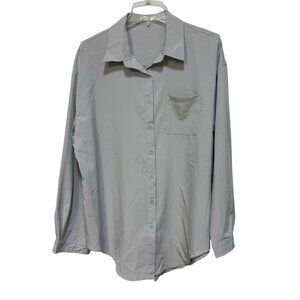 Hotouch Womens XL Top Shirt Tunic 3/4 Sleeve Gray Button Up Down Front Pocket